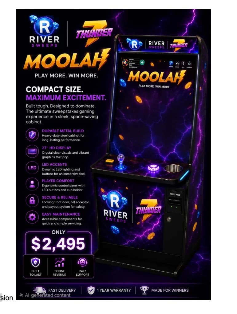 River Thunder Compact Moolah cabinet — $2,495, fully loaded and game ready